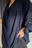 Suki Drape Cowl Blouse Navy /12=